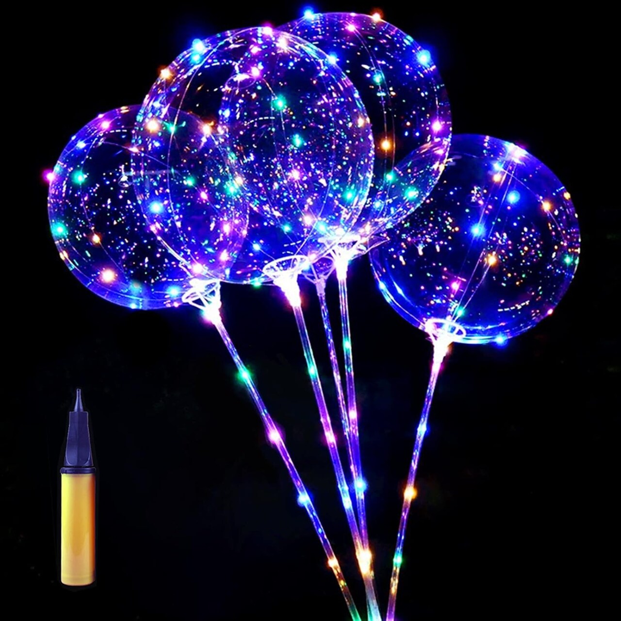 Balloons 10 Pack LED Glow in the Dark Balloons with Sticks + Air Pump for Party, Wedding, Decoration